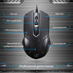 Rato de Jogo Óptico USB Universal Com Fios Chasing Leopard 129 com Contrapeso, Comprimento: 1,3m, 129