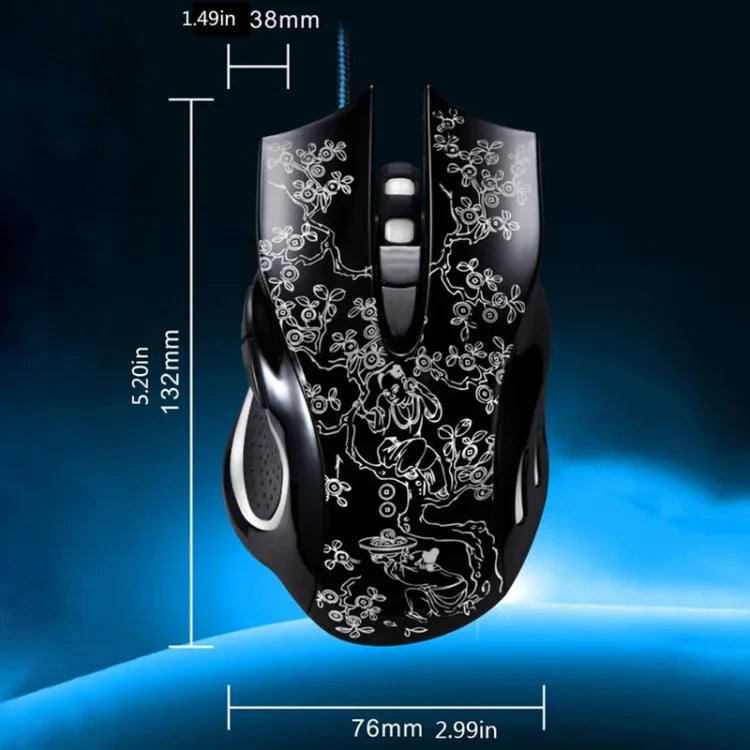 Rato de Jogo E-sport Óptico Com Fios ZGB 169 USB 2400DPI com Luz LED Ajustável em Quatro Velocidades e Contrapeso, Comprimento: 1,45m, 169 Preto, 169 Branco