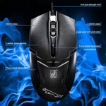 Rato de Jogo Óptico Com Fios Chasing Leopard 179 USB 1600DPI com Luz Ajustável em Três Velocidades, Comprimento: 1,3m, 179