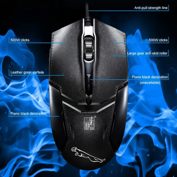 Rato de Jogo Óptico Com Fios Chasing Leopard 179 USB 1600DPI com Luz Ajustável em Três Velocidades, Comprimento: 1,3m, 179