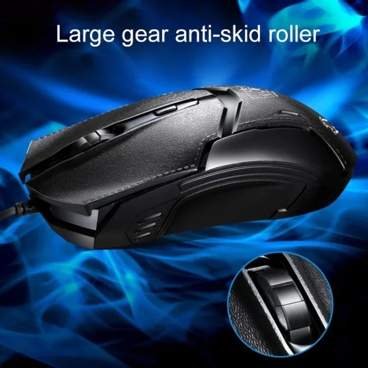 Rato de Jogo Óptico Com Fios Chasing Leopard 179 USB 1600DPI com Luz Ajustável em Três Velocidades, Comprimento: 1,3m, 179