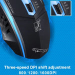 Rato de Jogo Óptico Com Fios Chasing Leopard 199 USB 1600DPI com Luz LED Ajustável em Três Velocidades, Comprimento: 1,3m, 199 Preto, 199