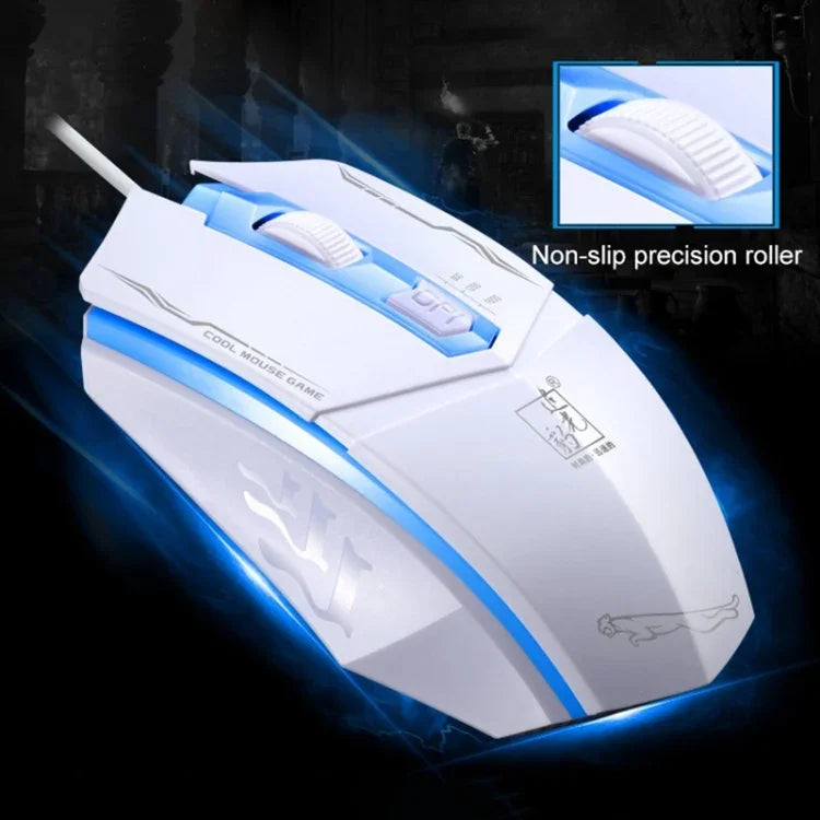 Rato de Jogo Óptico Com Fios Chasing Leopard 199 USB 1600DPI com Luz LED Ajustável em Três Velocidades, Comprimento: 1,3m, 199 Preto, 199