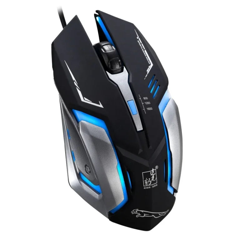 Rato de Jogo Óptico Com Fios Chasing Leopard K1 USB 1600DPI com Luz LED Ajustável em Três Velocidades e Silencioso, Comprimento: 1,3m