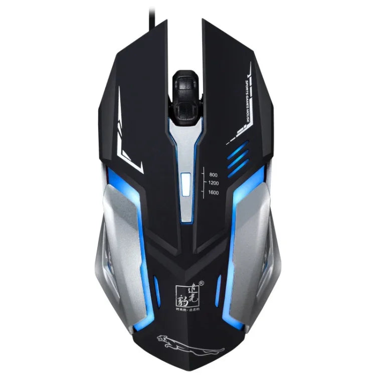 Rato de Jogo Óptico Com Fios Chasing Leopard K1 USB 1600DPI com Luz LED Ajustável em Três Velocidades e Silencioso, Comprimento: 1,3m