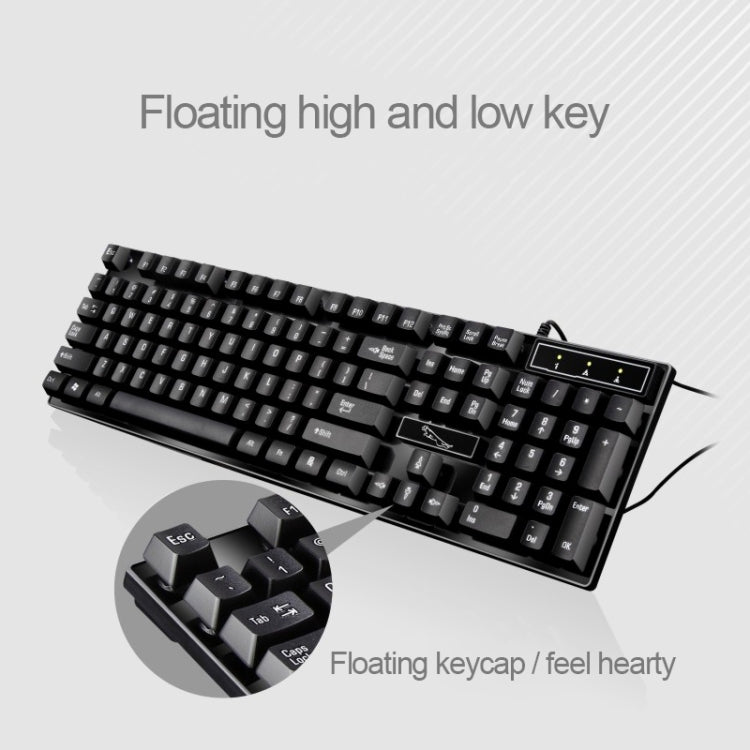 Conjunto de Teclado de Suspensão para Jogos e Escritório com 104 Teclas USB Com Fios Chasing Leopard Q17 + Rato Simétrico Com Fios, Comprimento do Cabo do Teclado: 1,4m, Comprimento do Cabo do Rato: 1,3m, Q17 Preto, Q17 Branco