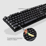 Conjunto de Teclado de Suspensão para Jogos e Escritório com 104 Teclas USB Com Fios Chasing Leopard Q17 + Rato Simétrico Com Fios, Comprimento do Cabo do Teclado: 1,4m, Comprimento do Cabo do Rato: 1,3m, Q17 Preto, Q17 Branco