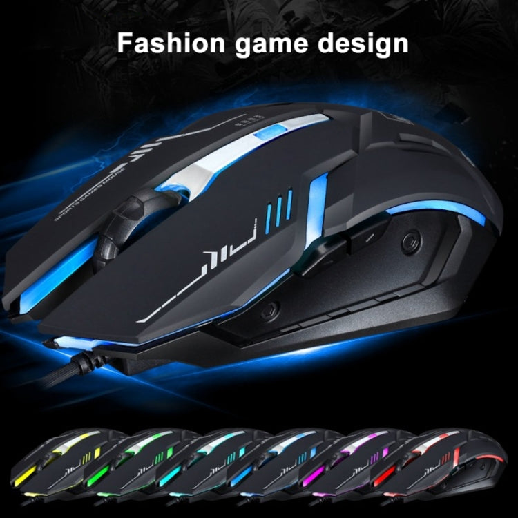 Rato de Jogo Óptico Com Fios Chasing Leopard V17 USB 2400DPI com Luz Respiratória LED e Padrão de Linha Ajustável em Quatro Velocidades, Comprimento: 1,45m, V17, V17 Preto Jato