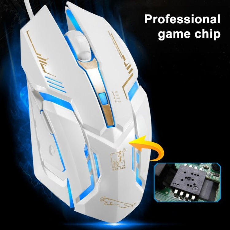 Rato de Jogo Óptico Com Fios Chasing Leopard V17 USB 2400DPI com Luz Respiratória LED e Padrão de Linha Ajustável em Quatro Velocidades, Comprimento: 1,45m, V17, V17 Preto Jato