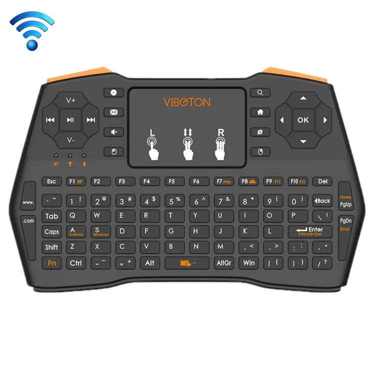 Teclado Sem Fios VIBOTON i8 Plus Atualizado 2.4GHz QWERT Mini com Touchpad para TV Box, Mi Box, Computador, Tablet, Portátil e Projetor (Preto), Teclado Sem Fios
