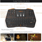 Teclado Sem Fios VIBOTON i8 Plus Atualizado 2.4GHz QWERT Mini com Touchpad para TV Box, Mi Box, Computador, Tablet, Portátil e Projetor (Preto), Teclado Sem Fios