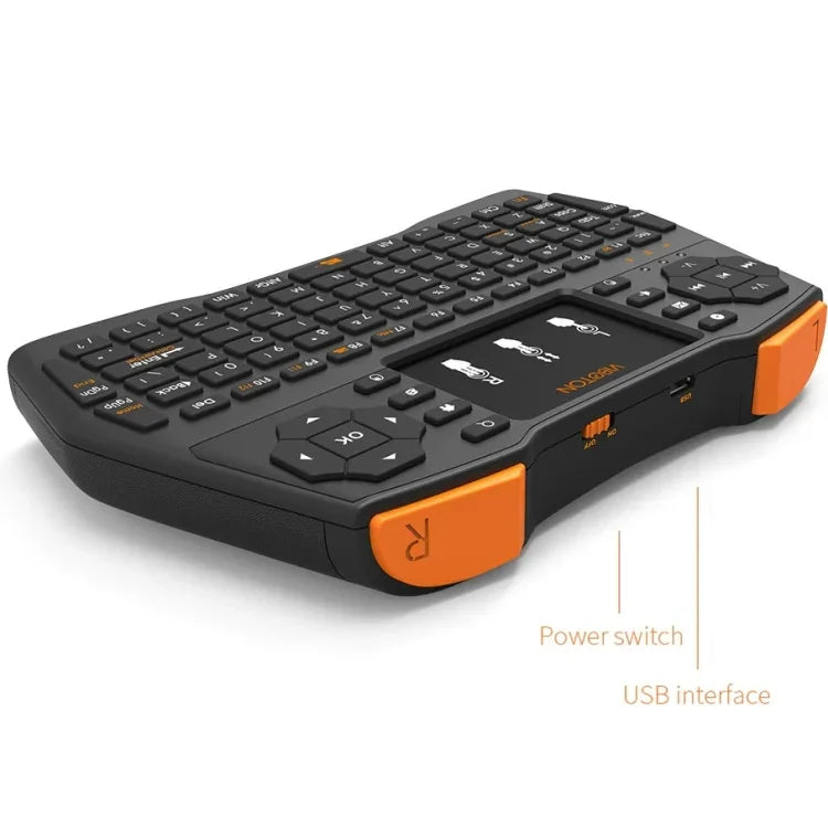 Teclado Sem Fios VIBOTON i8 Plus Atualizado 2.4GHz QWERT Mini com Touchpad para TV Box, Mi Box, Computador, Tablet, Portátil e Projetor (Preto), Teclado Sem Fios