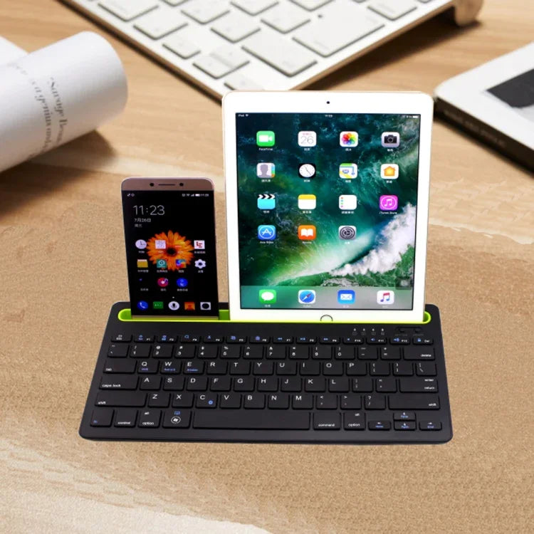 Teclado Sem Fios Bluetooth Ultra-fino B908 com 78 Teclas e Suporte Côncavo para Telemóvel