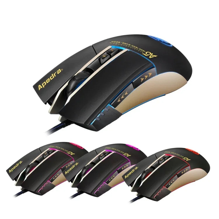 Rato Gaming de Alta Precisão Apedra iMICE A5 com LED de Respiração Controlada a Quatro Cores, USB, 7 Botões, 3200 DPI, Óptico com Fio para Computador PC Portátil, iMICE A5