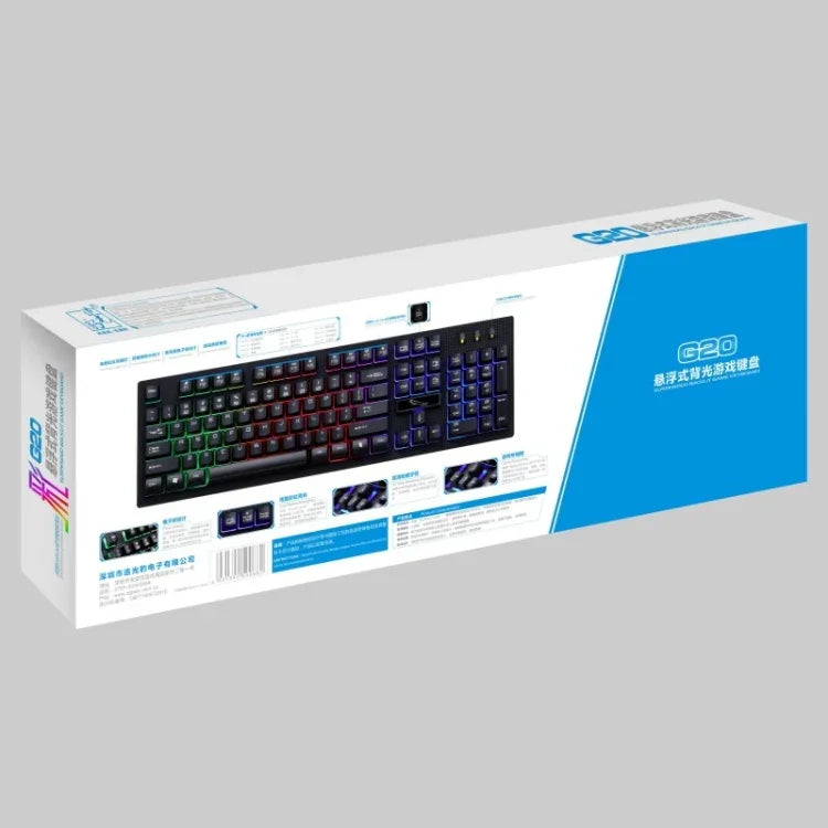 Teclado de Computador com Fio USB ZGB G20 com 104 Teclas, Sensação Mecânica e Iluminação para Gaming