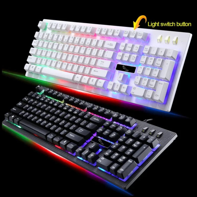 Teclado de Computador com Fio USB ZGB G20 com 104 Teclas, Sensação Mecânica e Iluminação para Gaming