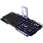Teclado de Gaming com Painel Metálico Suspenso ZGB G700 com 104 Teclas, Fio USB, Sensação Mecânica e Iluminação, com Suporte para Telemóvel