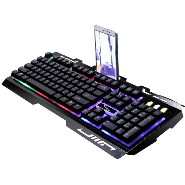 Teclado de Gaming com Painel Metálico Suspenso ZGB G700 com 104 Teclas, Fio USB, Sensação Mecânica e Iluminação, com Suporte para Telemóvel