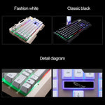 Teclado de Gaming com Painel Metálico Suspenso ZGB G700 com 104 Teclas, Fio USB, Sensação Mecânica e Iluminação, com Suporte para Telemóvel