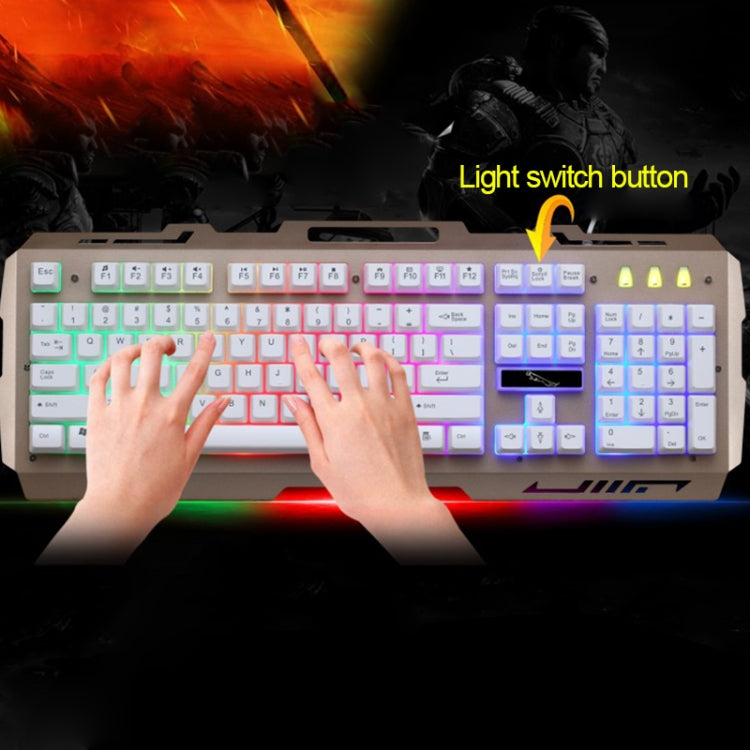 Teclado de Gaming com Painel Metálico Suspenso ZGB G700 com 104 Teclas, Fio USB, Sensação Mecânica e Iluminação, com Suporte para Telemóvel