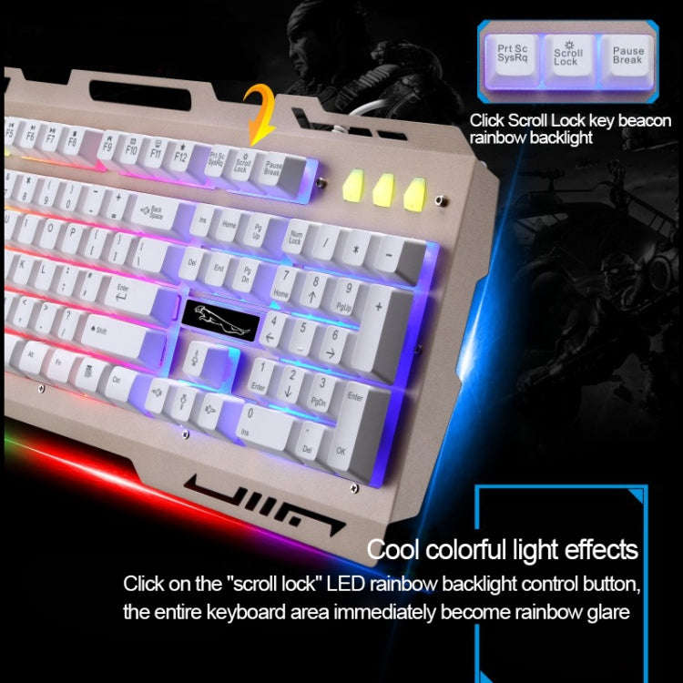 Teclado de Gaming com Painel Metálico Suspenso ZGB G700 com 104 Teclas, Fio USB, Sensação Mecânica e Iluminação, com Suporte para Telemóvel