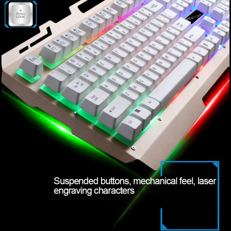 Teclado de Gaming com Painel Metálico Suspenso ZGB G700 com 104 Teclas, Fio USB, Sensação Mecânica e Iluminação, com Suporte para Telemóvel