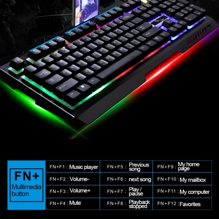 Teclado de Gaming com Painel Metálico Suspenso ZGB G700 com 104 Teclas, Fio USB, Sensação Mecânica e Iluminação, com Suporte para Telemóvel
