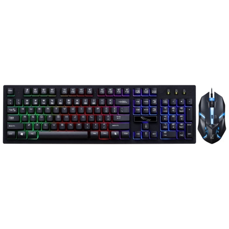 Kit Teclado Suspenso com Sensação Mecânica Iluminado e Rato Óptico Profissional com Fio ZGB G20 1600 DPI para Portátil, PC