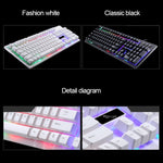 Kit Teclado Suspenso com Sensação Mecânica Iluminado e Rato Óptico Profissional com Fio ZGB G20 1600 DPI para Portátil, PC