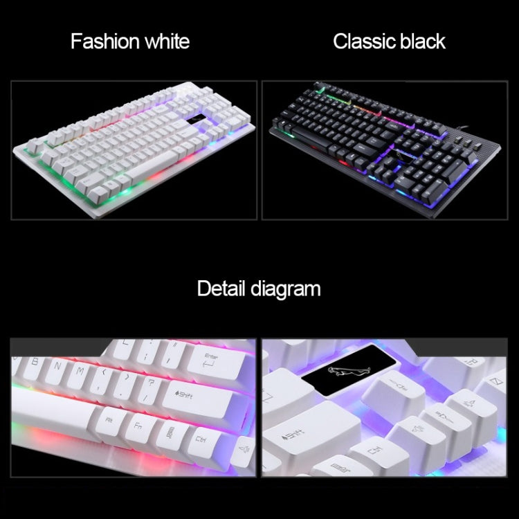 Kit Teclado Suspenso com Sensação Mecânica Iluminado e Rato Óptico Profissional com Fio ZGB G20 1600 DPI para Portátil, PC