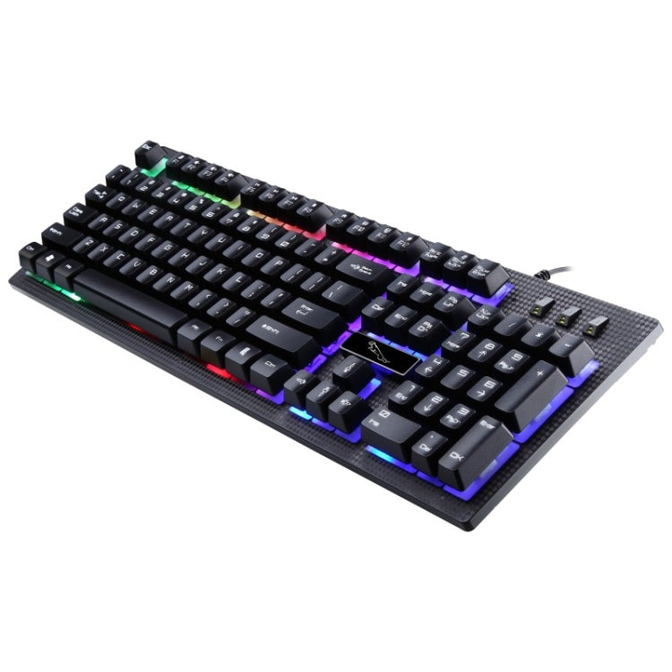 Kit Teclado Suspenso com Sensação Mecânica Iluminado e Rato Óptico Profissional com Fio ZGB G20 1600 DPI para Portátil, PC