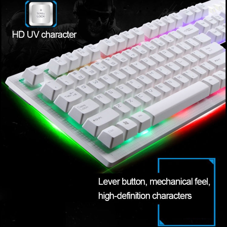 Kit Teclado Suspenso com Sensação Mecânica Iluminado e Rato Óptico Profissional com Fio ZGB G20 1600 DPI para Portátil, PC
