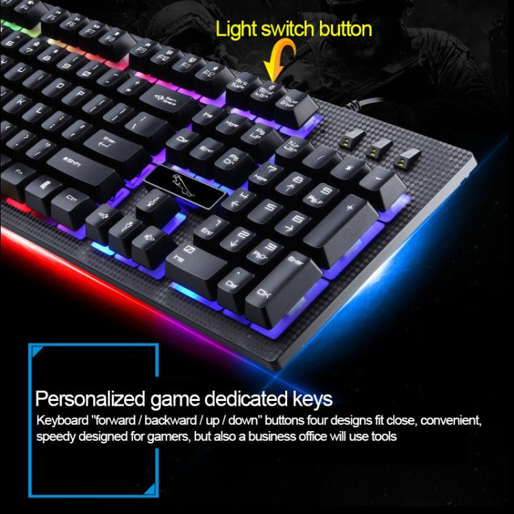 Kit Teclado Suspenso com Sensação Mecânica Iluminado e Rato Óptico Profissional com Fio ZGB G20 1600 DPI para Portátil, PC