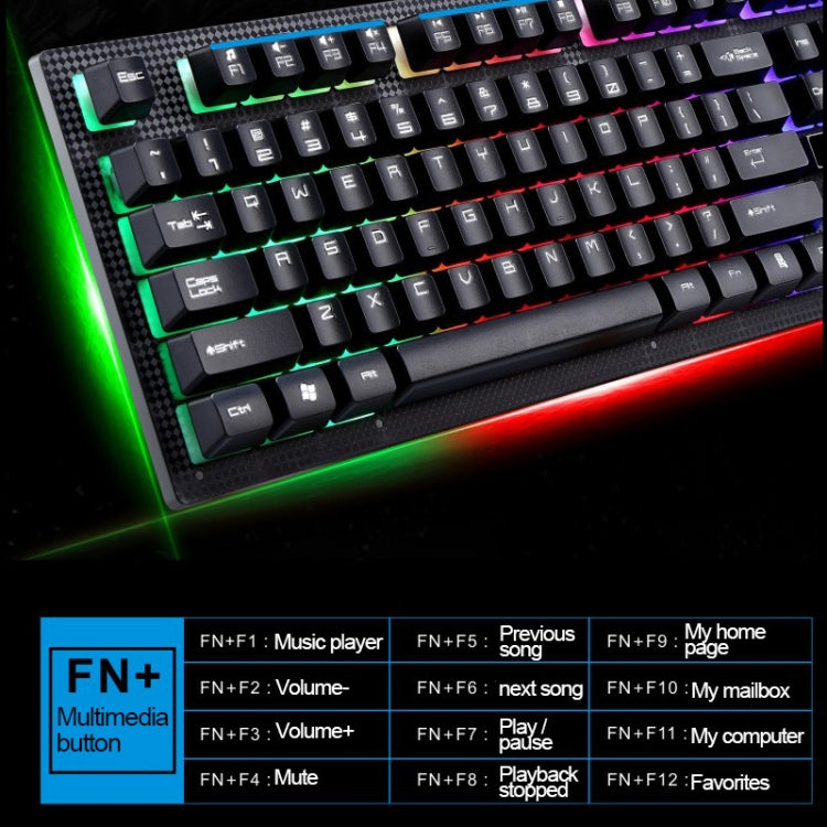 Kit Teclado Suspenso com Sensação Mecânica Iluminado e Rato Óptico Profissional com Fio ZGB G20 1600 DPI para Portátil, PC