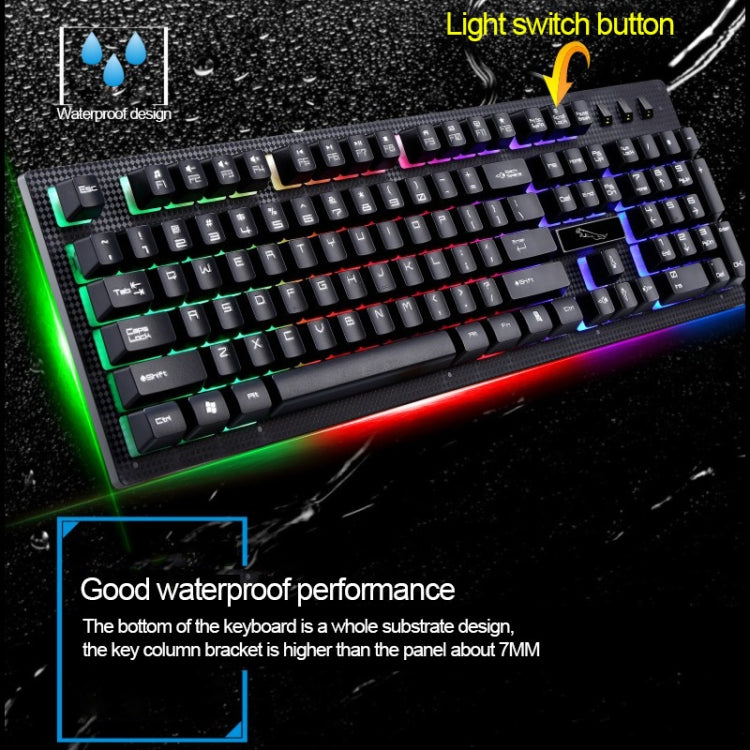 Kit Teclado Suspenso com Sensação Mecânica Iluminado e Rato Óptico Profissional com Fio ZGB G20 1600 DPI para Portátil, PC
