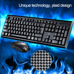 Kit Teclado Gaming Profissional com Textura em Grade e Rato Óptico Chasing Leopard Q9 1600 DPI com Fios para Escritório