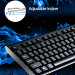 Kit Teclado Gaming Profissional com Textura em Grade e Rato Óptico Chasing Leopard Q9 1600 DPI com Fios para Escritório