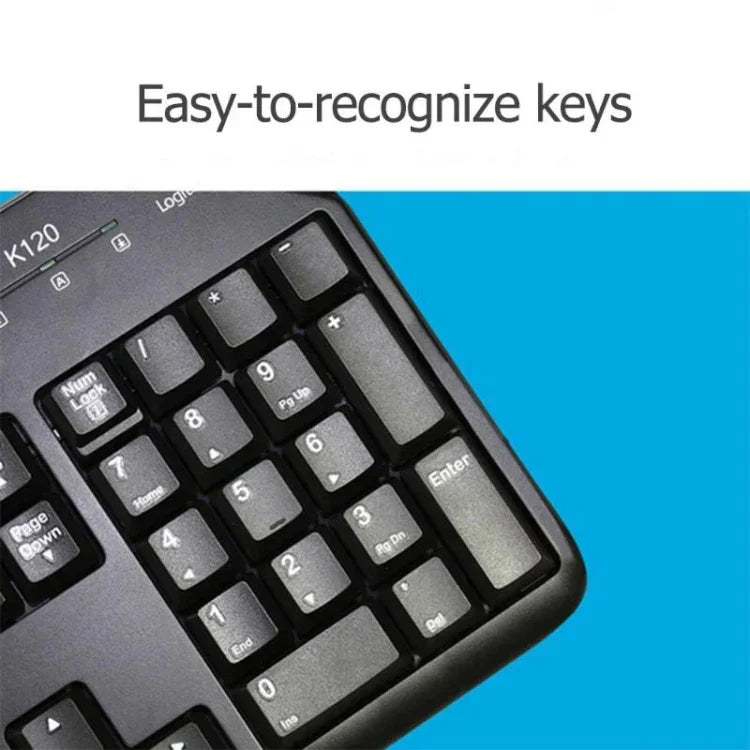 Teclado com Fio USB Resistente a Salpicos Logitech K120 para Computadores de Secretária / Portáteis, Logitech K120