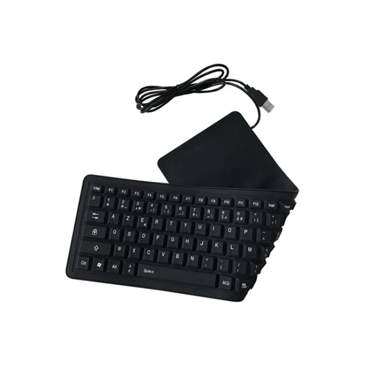 Teclado USB com Fios Francês de Silicone Impermeável com 103 Teclas para Ambiente de Trabalho e Portátil, Comprimento do Cabo: 1,5m