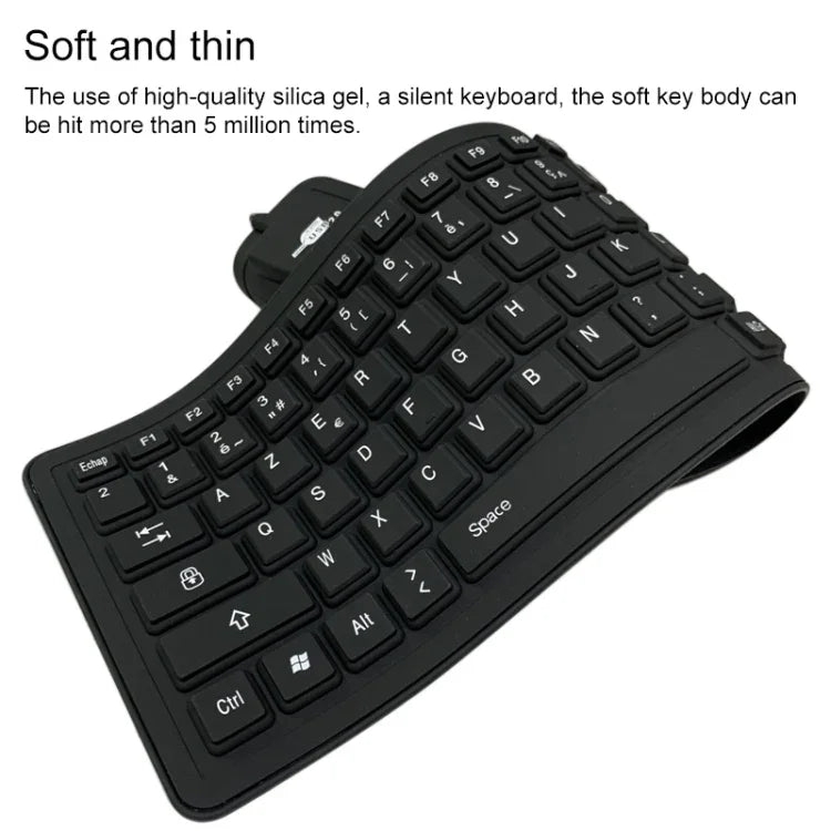 Teclado USB com Fios Francês de Silicone Impermeável com 103 Teclas para Ambiente de Trabalho e Portátil, Comprimento do Cabo: 1,5m