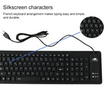 Teclado USB com Fios Francês de Silicone Impermeável com 103 Teclas para Ambiente de Trabalho e Portátil, Comprimento do Cabo: 1,5m