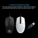 Rato Gaming Óptico com Fio Logitech G102, 6 Teclas, Iluminação RGB, 6000 DPI, Cinco Velocidades Ajustáveis, Comprimento: 2m, G102, G102 (Branco)