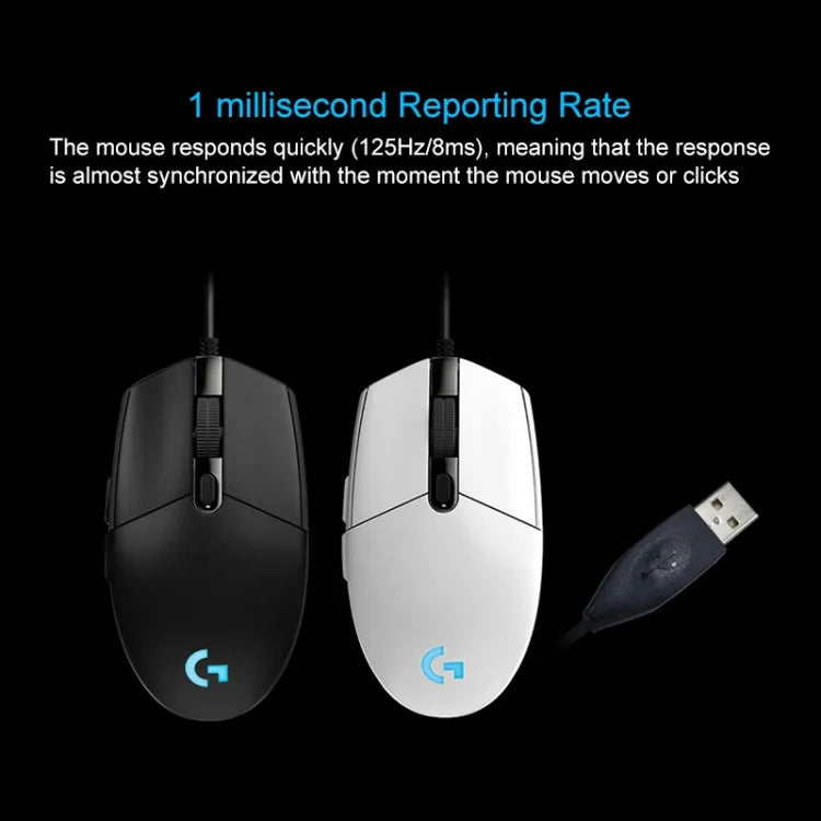 Rato Gaming Óptico com Fio Logitech G102, 6 Teclas, Iluminação RGB, 6000 DPI, Cinco Velocidades Ajustáveis, Comprimento: 2m, G102, G102 (Branco)