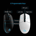Rato Gaming Óptico com Fio Logitech G102, 6 Teclas, Iluminação RGB, 6000 DPI, Cinco Velocidades Ajustáveis, Comprimento: 2m, G102, G102 (Branco)