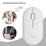 Rato Óptico Bluetooth Sem Fios Silencioso Logitech Pebble Forma de Calçada, Fino, 3 Teclas, 1000 DPI, Alcance Sem Fios: 10m