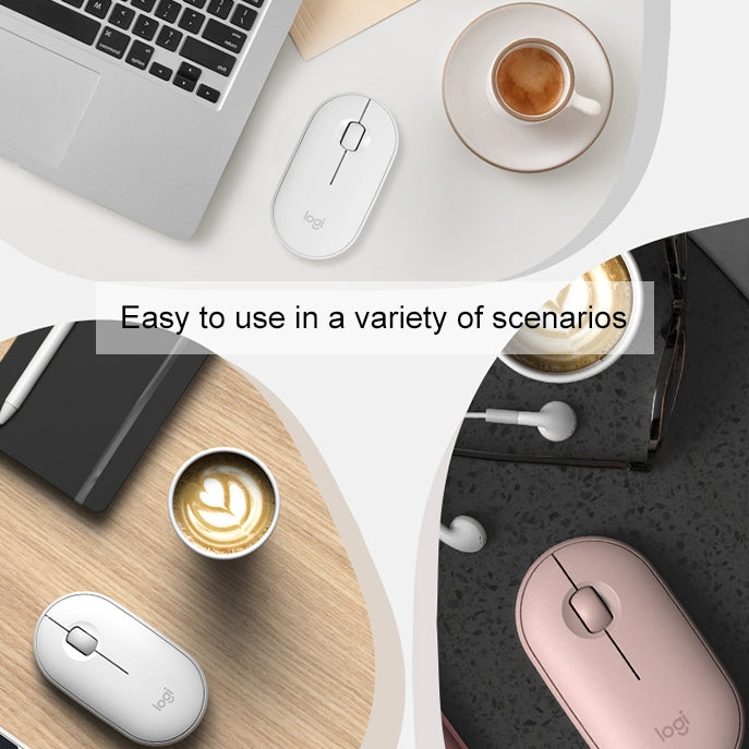 Rato Óptico Bluetooth Sem Fios Silencioso Logitech Pebble Forma de Calçada, Fino, 3 Teclas, 1000 DPI, Alcance Sem Fios: 10m