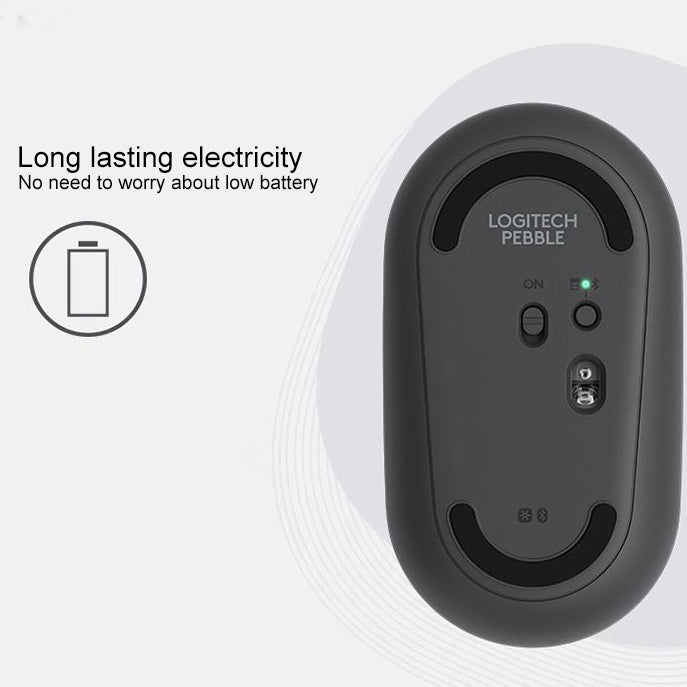 Rato Óptico Bluetooth Sem Fios Silencioso Logitech Pebble Forma de Calçada, Fino, 3 Teclas, 1000 DPI, Alcance Sem Fios: 10m