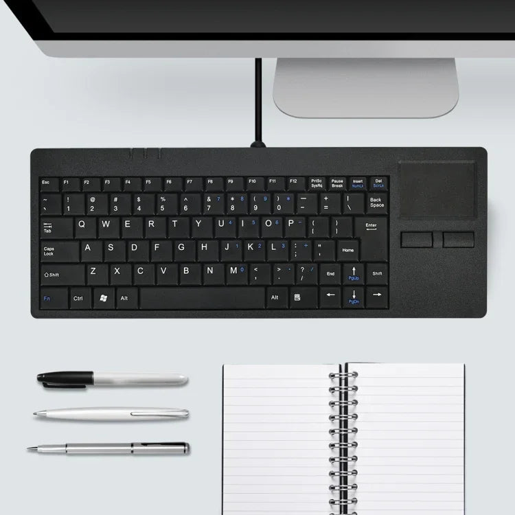 Teclado de Computador com Fio Ultra-fino MC-818 com 82 Teclas e Touchpad