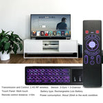 T6 Versão com Luzes Coloridas, Rato Aéreo 2.4GHz Sem Fios, Comando Remoto com Touchpad e Aprendizagem IR para PC, Android TV Box / Smart TV, Dispositivos Multimédia, T6