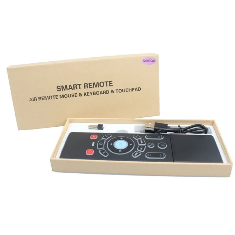 T6 Versão com Luzes Coloridas, Rato Aéreo 2.4GHz Sem Fios, Comando Remoto com Touchpad e Aprendizagem IR para PC, Android TV Box / Smart TV, Dispositivos Multimédia, T6